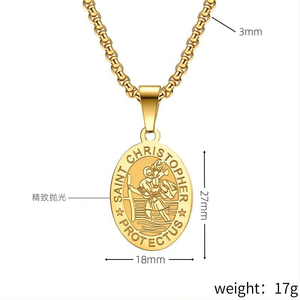 Collar con Colgante de San Miguel Arcángel en Acero Inoxidable Chapado en Oro de 18K, Cadena con Medalla de Ángel, para Regalo de Compromiso o Fiesta - Product Image 5