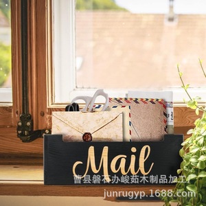 Wooden Desktop Storage <b>Box</b> Rectangle Engraved Mail Label Office Organizer Stationery <b>Pen</b> Holder Desk Clutter Solution - Product Image 4