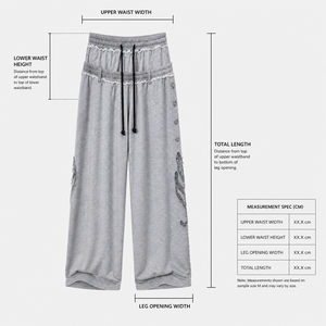 Pantalon large décontracté gris en molleton épais pour homme, série limitée à couches multiples, taille élastique avec cordon de serrage, effet usé et déchiré - Product Image 2