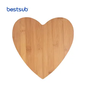 BestSub Wholesale 25.2*25.5*0.9cm Engraving Blanks Chopping Blocks Engrave Material Heart Shaped Bamboo Cutting Board