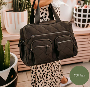 Custom Wholesale Luxury Multifunction Maternity Girls Boys Large Capacity Travel <strong>Nappy</strong> Caddy <strong>Bags</strong> <strong>Black</strong> Quilt Baby Diaper <strong>Bag</strong> - Product Image 3