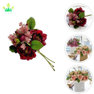 ช่อดอกกุหลาบประดิษฐ์ งานแต่งงาน กุหลาบเบอร์กันดี ช่อดอกไม้เจ้าสาว การจัดดอกไม้ประดิษฐ์ ความงามที่ยาวนาน ความงามที่คงทน แบบสุ่ม - Product Image 5