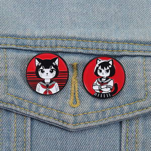 Anime Manga Cat Girl Épingles en émail <span class=keywords><strong>Otaku</strong></span> Culture japonaise aime les broches en métal Insigne de revers en vrac - Product Image 1