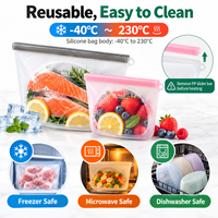 Sac de conservation alimentaire en silicone anti-fuite multi-capacités avec double fermeture et curseur en PP, réutilisable et autoportant pour une conservation optimale