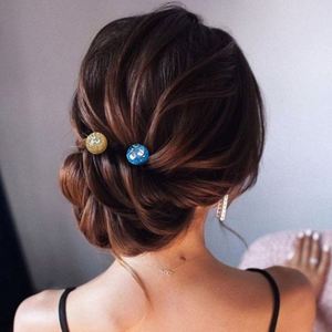 Pince à cheveux chinoise en spirale noire à tête ronde avec perle, pour chignon, outil de coiffure - Product Image 4