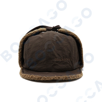 Chapeau d'hiver en nylon, style trapper, à bord court et plat, doublure en polaire Sherpa, avec cache-oreilles et cordon de serrage, coupe-vent, pour le ski, unisexe adulte