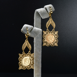 Boucles d'oreilles tendance en gros, style antique, avec pièce de Napoléon en relief, feuille de filigrane, longues et pendantes, en cuivre de qualité supérieure pour femmes - Product Image 5