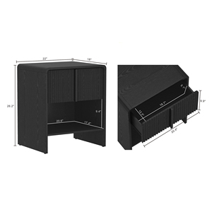 Nightstand In Black With <b>Storage</b> <b>Drawers</b> <b>For</b> Bedroom Use - Product Image 3
