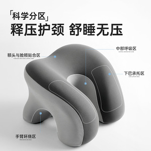 Memory Foam U Shape Neck Pillow For Sleeping Support Comfortable Afternoon Nap Hugging Style Dual Gray Spandex Material - Product Image 3