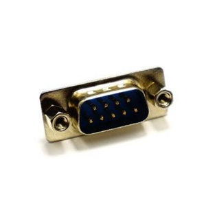 Connecteur mâle D-Sub 9 broches ARIBA DSS2-M09BXXB-59, type à riveter et à souder, boîtier bleu, finition de contact dorée, coque en nickel, laiton - Product Image 1