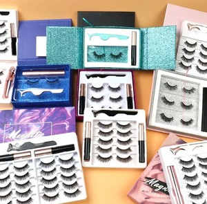 Ensemble de faux <span class=keywords><strong>cils</strong></span> magnétiques 3D en faux vison de marque privée, style moelleux, faux eye-liner avec <span class=keywords><strong>cils</strong></span> magnétiques - Product Image 4