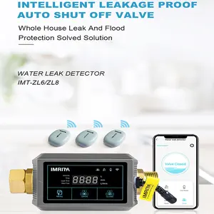 IMRITA Detector de vazamento de água residencial inteligente para detecção de vazamento de tubulações de uso doméstico com sistema de alarme de válvula de desligamento de água