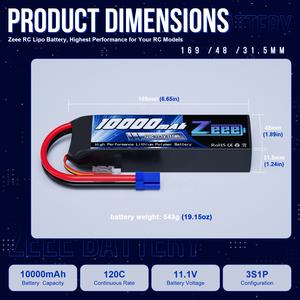 Zeee 3S Lipo pil 10000mAh 11.1V 120C EC5 bağlayıcı yumuşak kılıf RC pil RC araba için kamyon tankı yarış hobi modelleri - Product Image 2