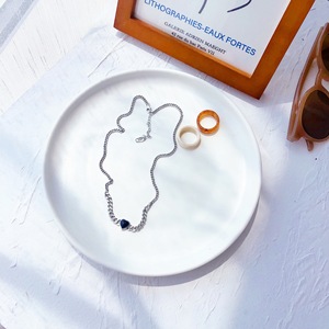 Collar de Plata de Ley S925 con Ágata Negra en Forma de Corazón para Mujer, Estilo Coreano, Retro, Moderno, Sencillo, Cadena Fresca de 405 cm para Uso Diario - Product Image 3