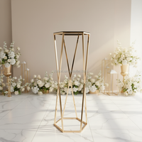 Support à fleurs de luxe moderne en métal doré LEXI F-061 de haute qualité, grand modèle de 80 cm, pour centre de table de mariage et événements