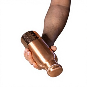 AUREVIA CRAFTS Traditional Indian Design Copper <b>Water</b> Storage <b>Bottle</b> BPA Free Sustainable Drinkware Detox Wellness Portable - Product Image 1