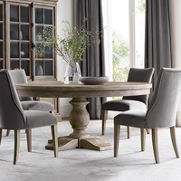 Table à manger en chêne massif de style américain, vintage, six places, pour petits appartements familiaux, meubles d'entrée sur mesure, salle à manger d'hôtel