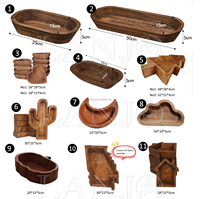 Bol en bois d'acacia long artisanal pour bougies, bols vides en bois rustique en gros pour la fabrication de bougies