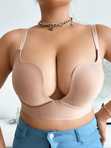 Soutien-gorge dos nu en U sexy de grande taille pour femmes avec armatures rembourrées Soutien-gorge froncé pour filles Sous-vêtements pour adultes - Product Image 5