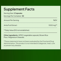 Capsules d'Amla 1000mg – Complément de fruit de sureau, antioxydant, énergie, soutien digestif, vieillissement sain, capsules végétaliennes en vrac
