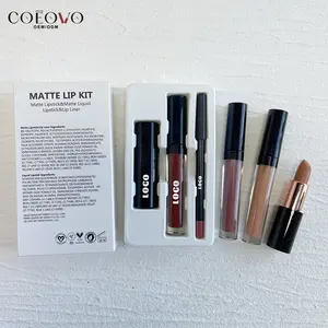 Coeovo làm cho logo Vegan Lip Kit nhãn hiệu riêng Lip Gloss và Liner Set Lipliner và son môi Lip Tint Set