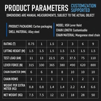 Palans à chaîne manuels en acier G80, certifiés CE, portables, pour la logistique d'atelier, vente en gros, directement de l'usine