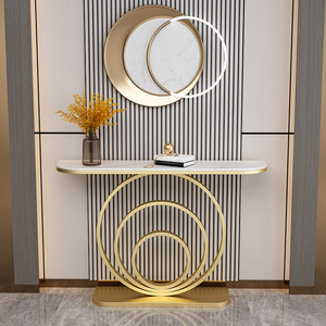 Mesa <span class=keywords><strong>Consola</strong></span> de Hierro Moderna y Elegante con Estante Circular para Decoración de Entrada de Casa, Hecho en China - Product Image 1