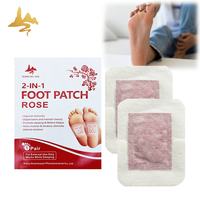 Patchs pour les pieds 2-en-1 à la rose, soins naturels à base de plantes, autocollants personnalisés ODM/OEM pour les soins des pieds quotidiens et nocturnes