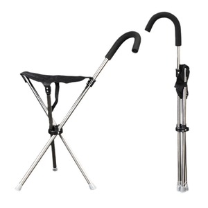 Tarong Outdoor <b>Folding</b> Walking Stick Aluminum Alloy Portable With <b>Stool</b> For Elderly Travel Use - Product Image 5