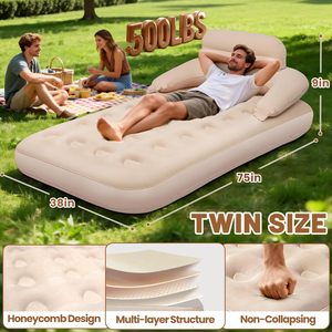 2-in-1 Inflatable <b>Air</b> Mattress <b>Sofa</b> Bed for Home Camping Outdoor - Product Image 4
