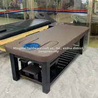 Table de massage réglable en bois massif pour salon de beauté avec dossier et appui-tête en cuir PVC/PU, design moderne pour lit de physiothérapie et spa