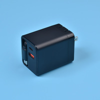 Bloc chargeur USB C GaN 65W avec câble rétractable Type C, double port, adaptateur de charge rapide pour iPhone et ordinateur portable, protection OTP OVP OCP