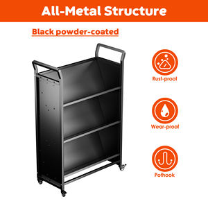 Buku bersisi ganda troli peralatan perpustakaan seluler buku pembawa bergerak penggunaan khusus kereta buku baja - Product Image 4