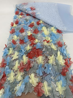 NI.AI Nouvelle Arrivée Broderie 3D Fleurs Paillettes Multicolore Fleur Imprimé Tissu Net Brodé Tulle Dentelle pour Robe LY6614