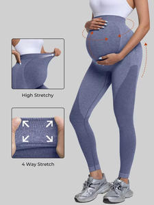 Leggings de Maternidad de Color Sólido, Cintura Alta Elástica, Ligeros, Transpirables, Casuales, con Soporte Abdominal, para <span class=keywords><strong>Yoga</strong></span>, Pilates y <span class=keywords><strong>Embarazo</strong></span> - Product Image 2