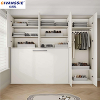 Lit escamotable multifonctionnel intégré dans une armoire pour chambre d'étudiant ou de visiteur, design mural dissimulé, gain de place, ignifuge, imperméable, lit moderne