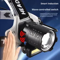 Lampe frontale puissante rechargeable à zoom réglable et à activation par mouvement pour les aventures en plein air, le travail nocturne et les situations d'urgence
