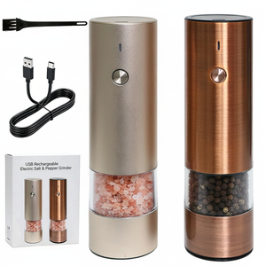 เครื่องบดเกลือแบบชาร์จไฟผ่าน USB ทำจากสแตนเลสเกรด 304 ใช้งานได้ด้วยมือเดียว พร้อมไฟ LED - Product Image 1