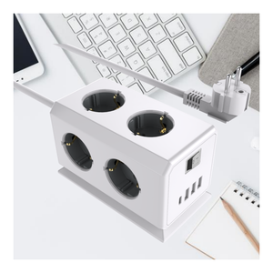 2026 EU Socket Power Strip with 3 <b>USB</b> 1 Type C with Switch Power Cube with Extended 1.5 m <b>Cable</b> Power Sockets - Product Image 6
