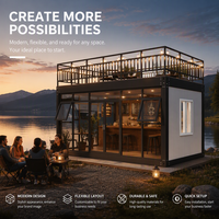 Maison Modulaire Conteneurisée Préfabriquée avec Verrière et Terrasse sur le Toit – Cabane Moderne pour Café, Jardin et Bureau