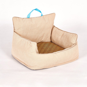 Sofá cama de perro de espuma viscoelástica de terciopelo amarillo para todas las estaciones para mascotas pequeñas, gatos, paquete de cartón portátil - Product Image 2