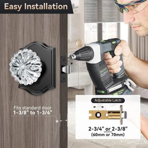 ลูกบิดประตูแก้วคริสตัลสีดำคาลซิเบโน่ดีไซน์วินเทจติดตั้งง่ายสำหรับห้องนอนห้องน้ำฟังก์ชั่นความเป็นส่วนตัว - Product Image 5