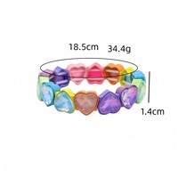 CENDA Dopamine Kleur Hart Strass Elastische Armband Dames Legering Kristal Rekbaar Armbandje Feest Pols Sieraden Valentijnscadeau