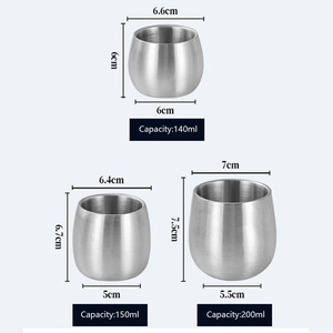 Bicchiere da Bourbon 140ml 150ml 200ml, Tazza da <span class=keywords><strong>Caffè</strong></span> Espresso <span class=keywords><strong>in</strong></span> Acciaio Inox 304 Isolata, Bicchieri per Acqua per Bambini - Product Image 2