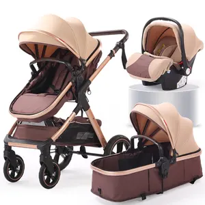 Duitsland Hoge Kwaliteit Aangepaste Goud Pasgeboren Baby Slapen Kinderwagen Carry 3 En 1 Kinderwagens Met Regenhoes
