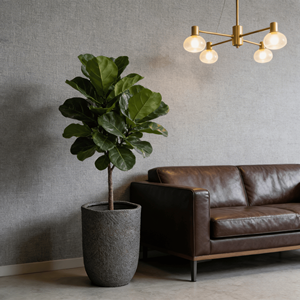 Pot de fleurs en céramique de style américain, écologique, durable, texture pierre brune patinée, pour intérieur, extérieur, jardin, sol - Product Image 1