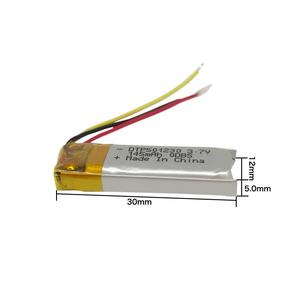DTP 소형 리튬 폴리머 배터리 501230 3.7v 145mAh <span class=keywords><strong>401230</strong></span> 110mAh 폴리머 리튬 이온 배터리 - Product Image 3