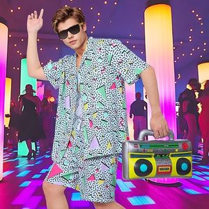 Déguisement années 80 pour homme, tenue rétro années 80-90 avec chapeau, lunettes, collier, bague, <span class=keywords><strong>radio</strong></span> gonflable, costume <span class=keywords><strong>hip</strong></span>-<span class=keywords><strong>hop</strong></span> pour soirée disco à thème - Product Image 6