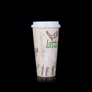 Disposable custom printed cups sing wall 20oz paper cup for hot drink with PE coated