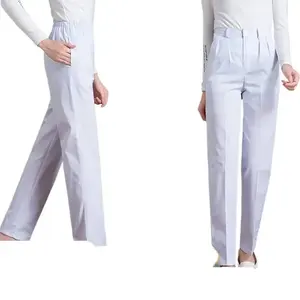 Pantalon d'infirmière blanc, pantalon de travail d'hiver épais à taille élastique, pantalon bleu grande taille, uniforme médical pour femmes, pantalon de travail - Product Image 1